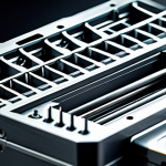 **Prompt:** "Close-up of a highly detailed, futuristic injection mold, showcasing intricate cooling channels and ejector pins. Metallic texture, dramatic lighting, professional product photography, high resolution."