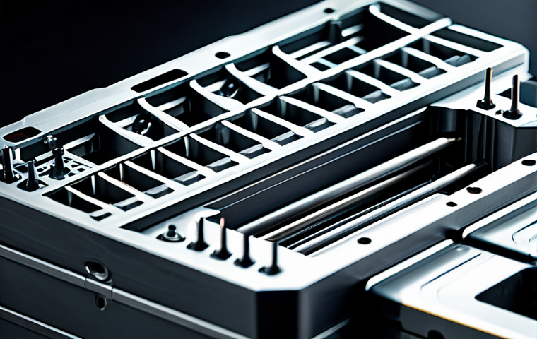**Prompt:** "Close-up of a highly detailed, futuristic injection mold, showcasing intricate cooling channels and ejector pins. Metallic texture, dramatic lighting, professional product photography, high resolution."